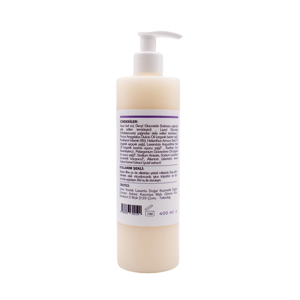 Organik Zeytinyağlı Lavanta Duş Jeli 400 ML - Hassas Ciltler için Doğal Temizlik