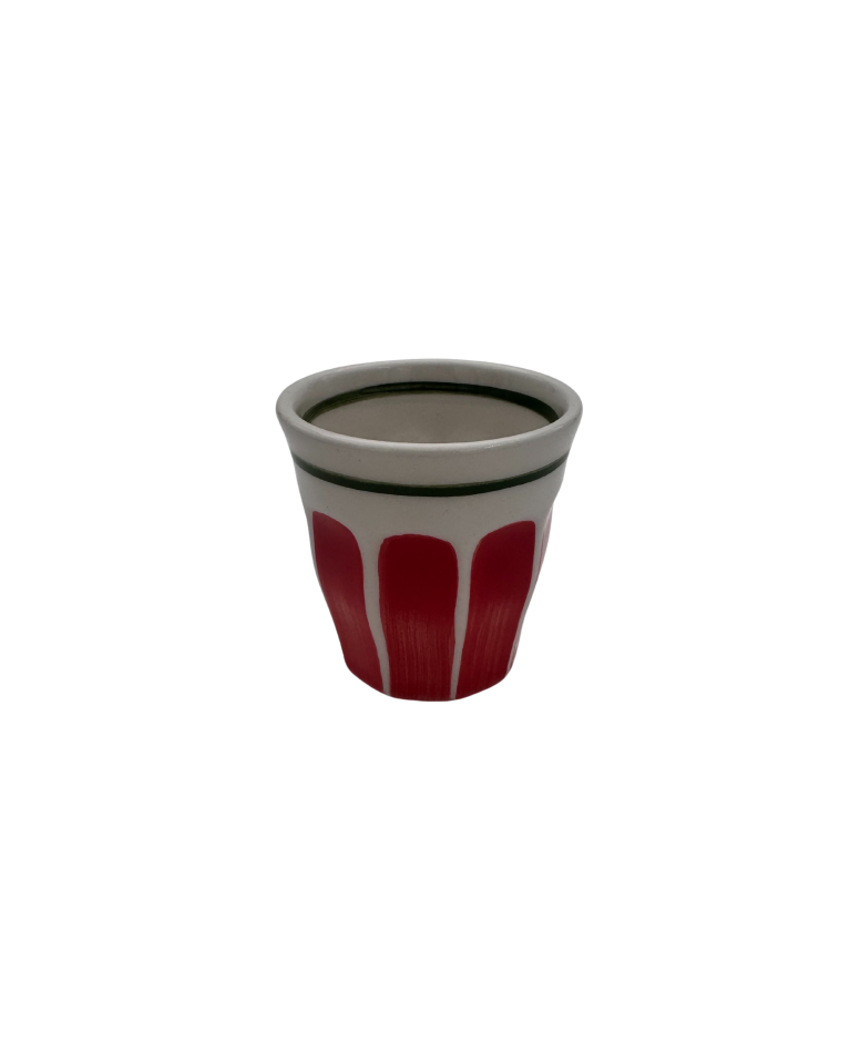 Kırmızı Beyaz El Yapımı Seramik Küçük Boy Bardak