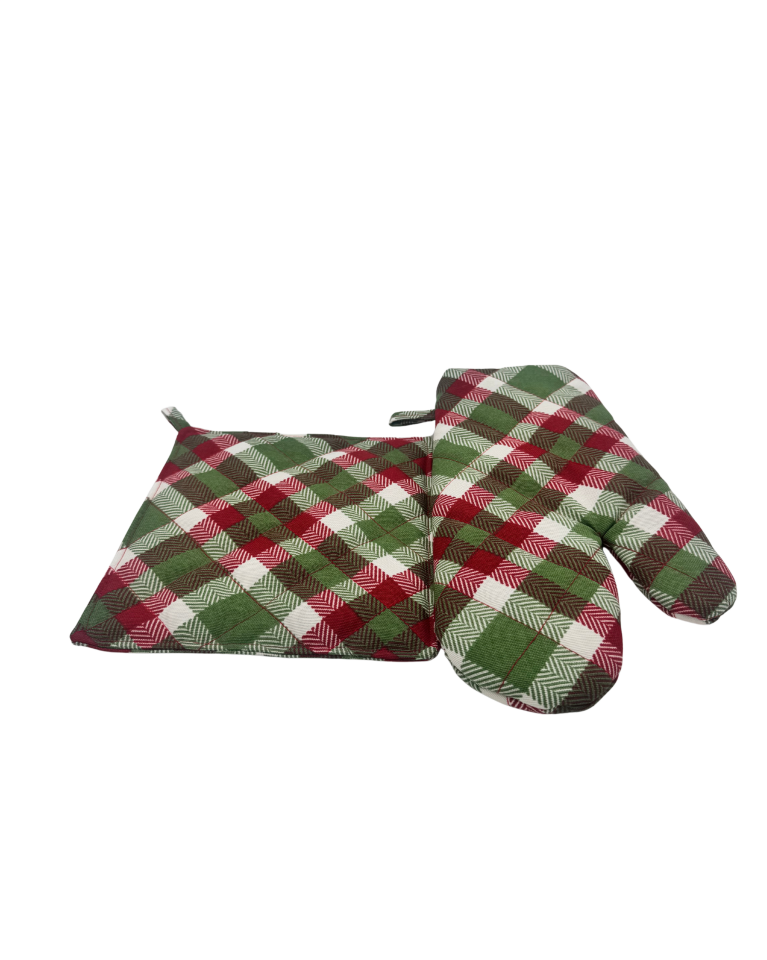 Yeşil Kırmızı El Yapımı Fırın Eldiveni