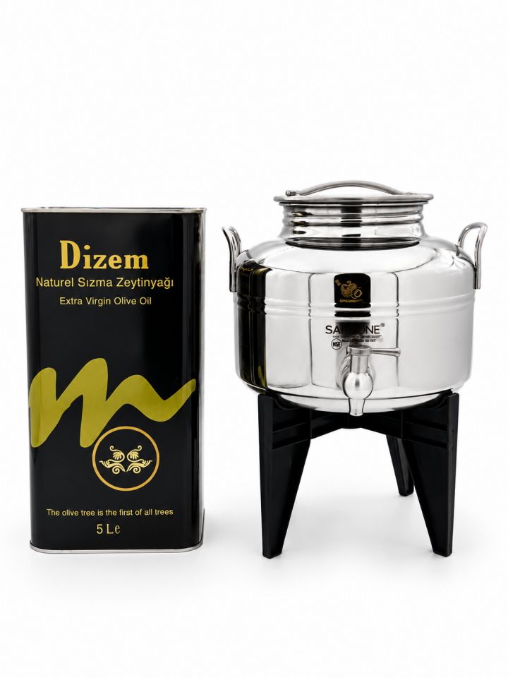 Erken Hasat  Sızma Zeytinyağı 5 LT Premium Paslanmaz Çelik Güğüm Seti